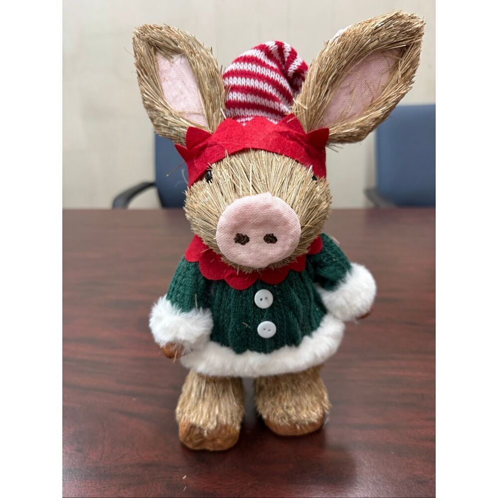 NWT Red Shed Elf Pig Christmas Tabletop Decor